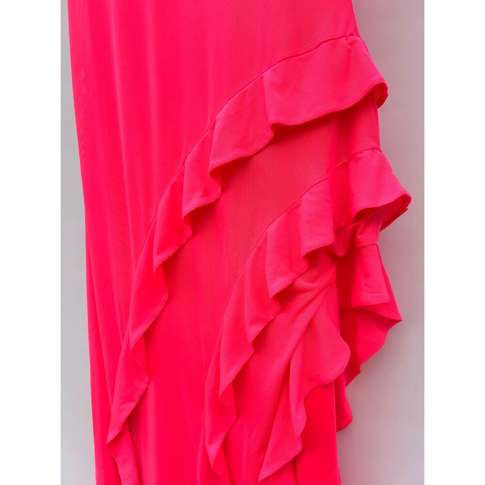 AFRM Airess Hot Pink Ruffle Backless Maxi Y2K Neon Maxi Large Long Vacation - Picture 7 of 10